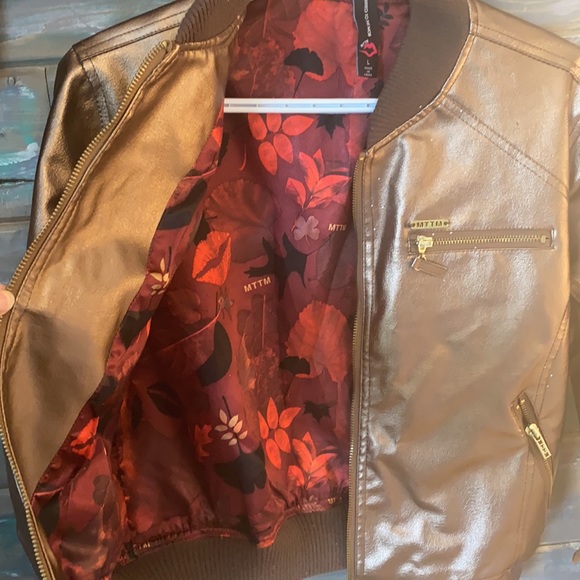 Metallic bronze ladies bomber jacket - Picture 3 of 6